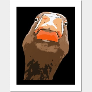 Brown Duck With Geeky Expressive Face Cartoon Style Posters and Art